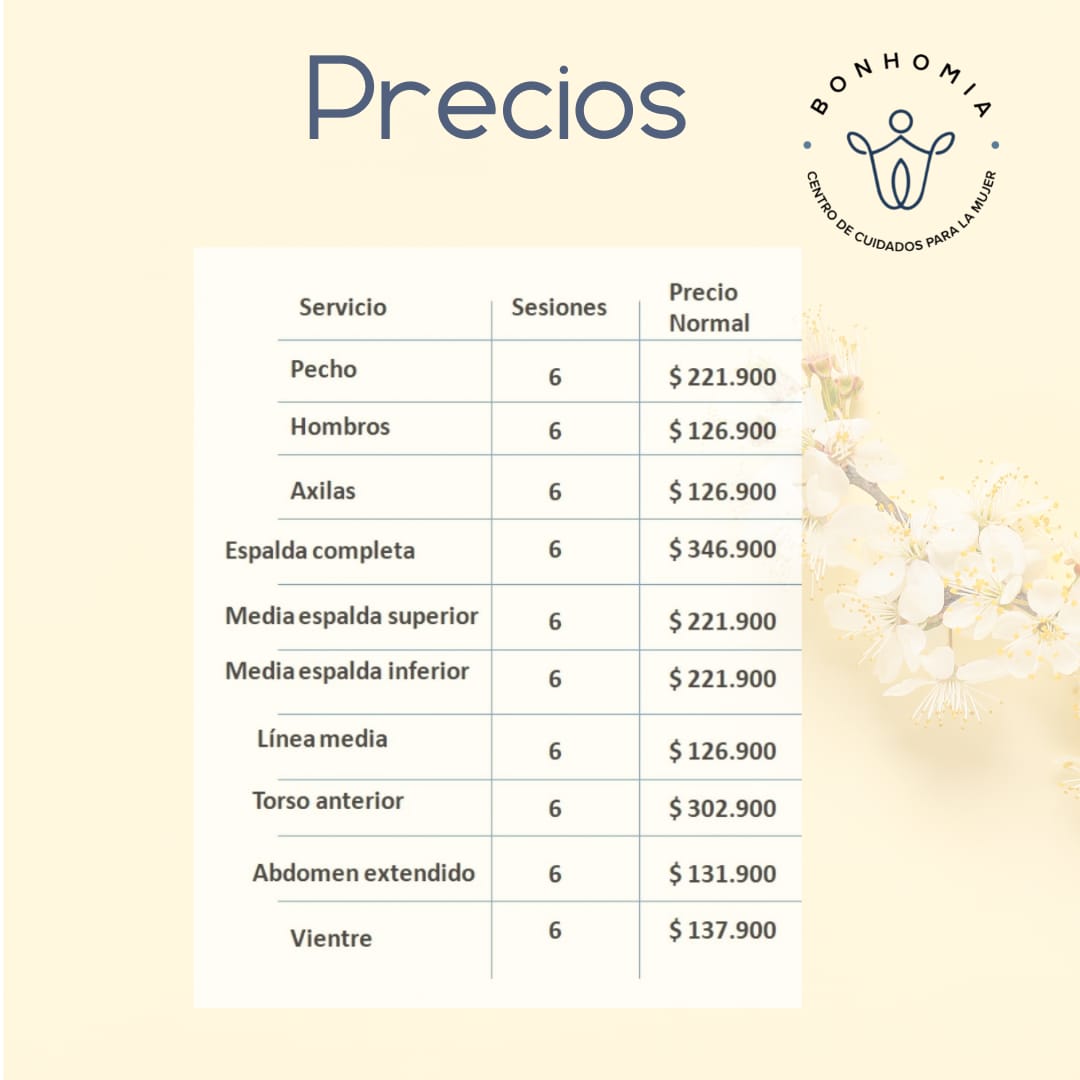 Lista De Precios Depilaci N L Ser Medio Centro Bonhomia